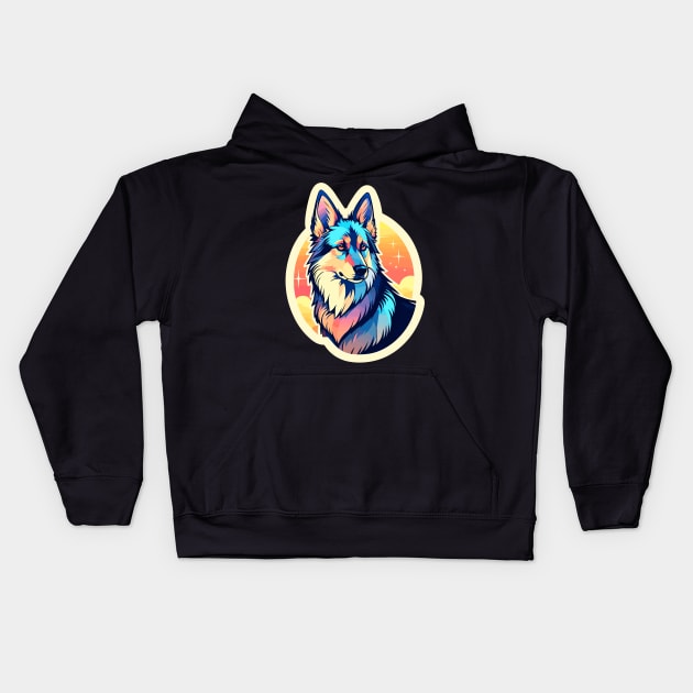 German Shepherd Dog Illustration Kids Hoodie by FluffigerSchuh